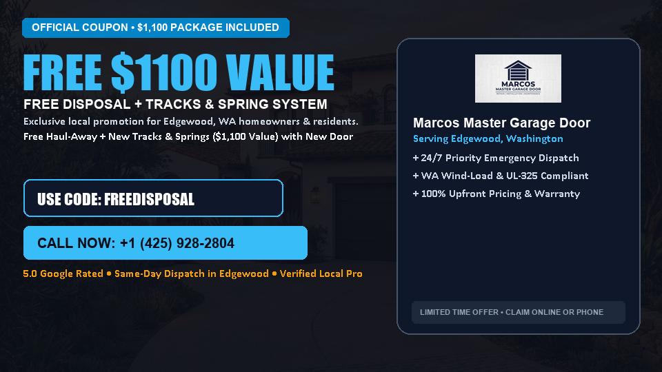 Marcos Master Garage Door FREE Haul-Away & Heavy-Duty Tracks with New Door in Edgewood, WA